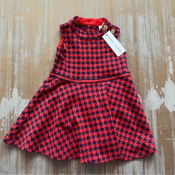Janie and Jack NWT Funny Valentine Houndstooth Dress Girls 12-18 Months - Picture 3 of 5
